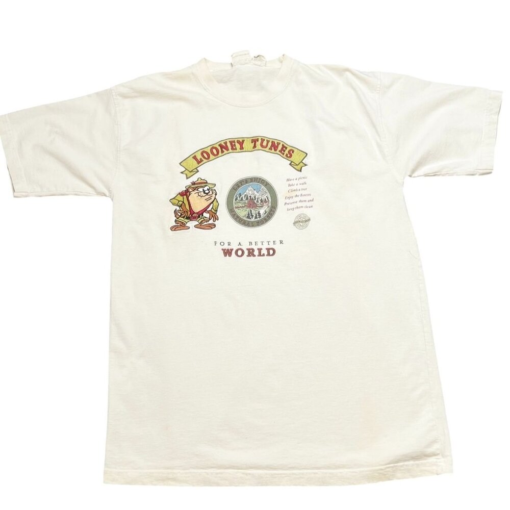Acme VTG Looney Tunes Taz Tasmanian Devil Mens Size L Embroidered Forests